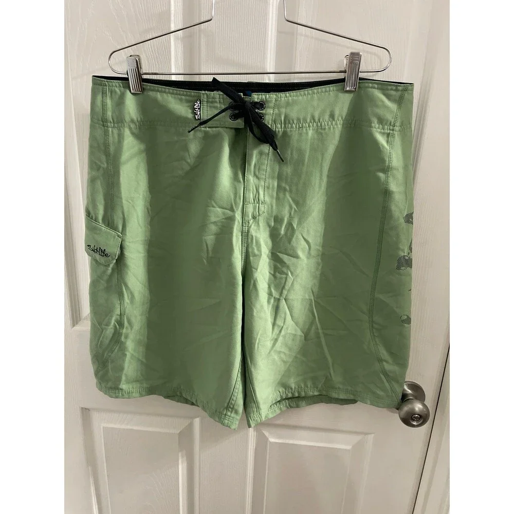 Salt Life Stealth Bomberz Boardshorts Size 36 Color-Kelp New Without Tags